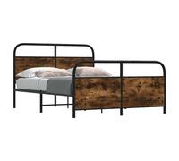 vidaXL Metal Bed Frame without Mattress Smoked Oak 140x190 cm