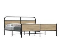 vidaXL Metal Bed Frame without Mattress Smoked Oak 150x200 cm King Size