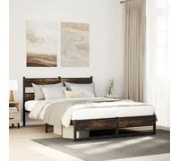 vidaXL Metal Bed Frame without Mattress Smoked Oak 160x200 cm