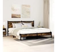 vidaXL Metal Bed Frame without Mattress Smoked Oak 160x200 cm