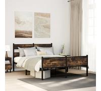 Metal Bed Frame without Mattress Smoked Oak 160x200 cm