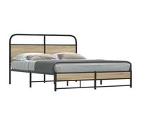 Metal Bed Frame without Mattress Smoked Oak 160x200 cm