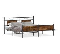 vidaXL Metal Bed Frame without Mattress Smoked Oak 180x200 cm Super King