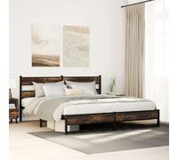 vidaXL Metal Bed Frame without Mattress Smoked Oak 180x200 cm Super King