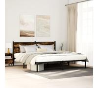 vidaXL Metal Bed Frame without Mattress Smoked Oak 180x200 cm Super King
