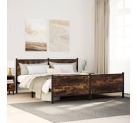 vidaXL Metal Bed Frame with Headboard and Footboard Smoked Oak Super King
