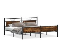 vidaXL Metal Bed Frame without Mattress Smoked Oak 193x203 cm double bed