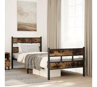 Vidaxl Metal Bed Frame Without Mattress Smoked Oak 75X190 Cm Small Single