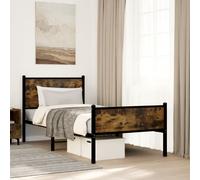 vidaXL Metal Bed Frame without Mattress Smoked Oak 90x200 cm
