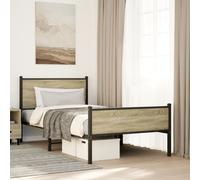 vidaXL Metal Bed Frame without Mattress Sonoma Oak 100x200 cm