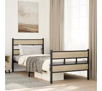 vidaXL Metal Bed Frame without Mattress Sonoma Oak 107x203 cm