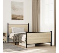 vidaXL Metal Bed Frame without Mattress Sonoma Oak 107x203 cm