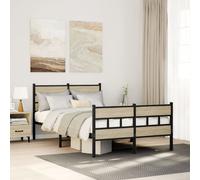 vidaXL Metal Bed Frame without Mattress Sonoma Oak 120x190 cm Small Double