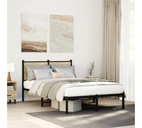 vidaXL Metal Bed Frame with Headboard Bed Sonoma Oak 120x190 cm Small Double