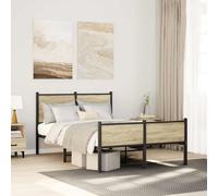 vidaXL Metal Bed Frame without Mattress Sonoma Oak 120x200 cm