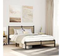 vidaXL Metal Bed Frame without Mattress Sonoma Oak 140x190 cm