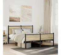 Metal Bed Frame with Headboard and Footboard Sonoma Oak 140x190 cm vidaXL