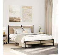 Metal Bed Frame with Headboard Base Bedstead Sonoma Oak 140x200 cm vidaXL