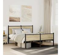 Metal Bed Frame with Headboard and Footboard Sonoma Oak 140x200 cm vidaXL