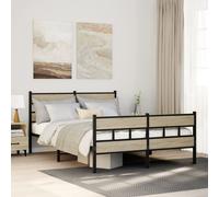 vidaXL Metal Bed Frame without Mattress Sonoma Oak 140x200 cm