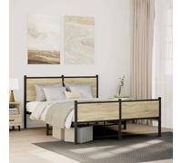 Metal Bed Frame with Headboard and Footboard Sonoma Oak King Size vidaXL