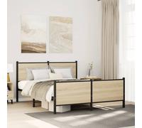 Metal Bed Frame with Headboard and Footboard Sonoma Oak King Size vidaXL