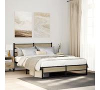 vidaXL Metal Bed Frame Without Mattress Sonoma Oak 160X200 cm, Brown