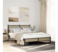 vidaXL Metal Bed Frame without Mattress Sonoma Oak 160x200 cm