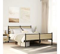 vidaXL Metal Bed Frame without Mattress Sonoma Oak 160x200 cm
