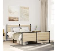 vidaXL Metal Bed Frame without Mattress Sonoma Oak 160x200 cm