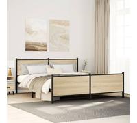 vidaXL Metal Bed Frame with Headboard and Footboard Sonoma Oak Super King