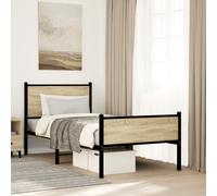 vidaXL Metal Bed Frame without Mattress Sonoma Oak 90x190 cm Single