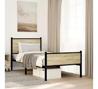 vidaXL Metal Bed Frame without Mattress Sonoma Oak 90x200 cm