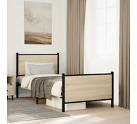 vidaXL Metal Bed Frame without Mattress Sonoma Oak 90x200 cm