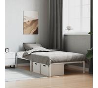 Bed Frame Steel White 100x200 cm Metal Slatted Under-bed Storage Platform 31 cm [EEK: A]