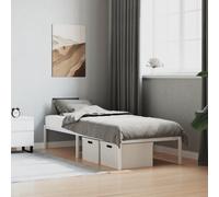 Bed Frame Steel White 75x190 cm Small Single Robust Metal Slatted Underbed legs [EEK: A]