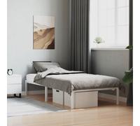 Bed frame steel white 90x190 cm single metal slatted underbed storage sturdy leg [EEK: A]