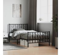 vidaXL Metal Bed Frame without Mattress with Footboard Black 100x190cm