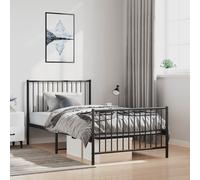 (100 x 190 cm, with headboard & footboard) vidaXL Metal Bed Frame with Headboard Bedroom Metal Platform Bed Base Bedstead