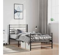 (black, 100 x 190 cm/with headboard & footboard) vidaXL Metal Bed Frame with Headboard Bed Base Mattress Foundation Bedstead