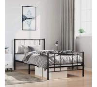 vidaXL Metal Bed Frame With Headboard And Footboard Black 100X190 cm, Black