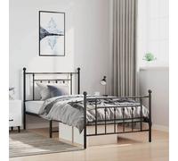 vidaXL Metal Bed Frame without Mattress with Footboard Black 100x190cm