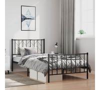 vidaXL Metal Bed Frame without Mattress with Footboard Black 100x200cm