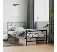 vidaXL Metal Bed Frame without Mattress with Footboard Black 100x200cm