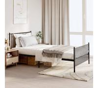 vidaXL Metal Bed Frame With Headboard And Footboard Black 107X203 cm, Black