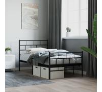 Metal Bed Frame with Headboard and Footboard Base Black 107x203 cm vidaXL