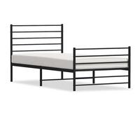 (black, 107 x 203 cm/with headboard & footboard) vidaXL Metal Bed Frame with Headboard Bed Base Mattress Foundation Bedstead