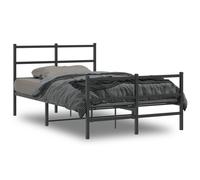 vidaXL Small Double Bed Frame with Headboard & Footboard - Black, Steel, 120x190 cm for Bedroom Comfort & Support, 355380