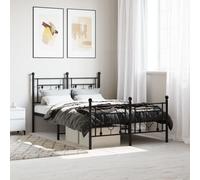 (black, 120 x 190 cm/with headboard & footboard) vidaXL Metal Bed Frame Home Bedroom Bed Base Mattress Foundation Bedstead