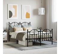 (black, 120 x 200/with headboard & footboard) vidaXL Metal Bed Frame Bedroom Platform Bed Base Bedstead Mattress Foundation